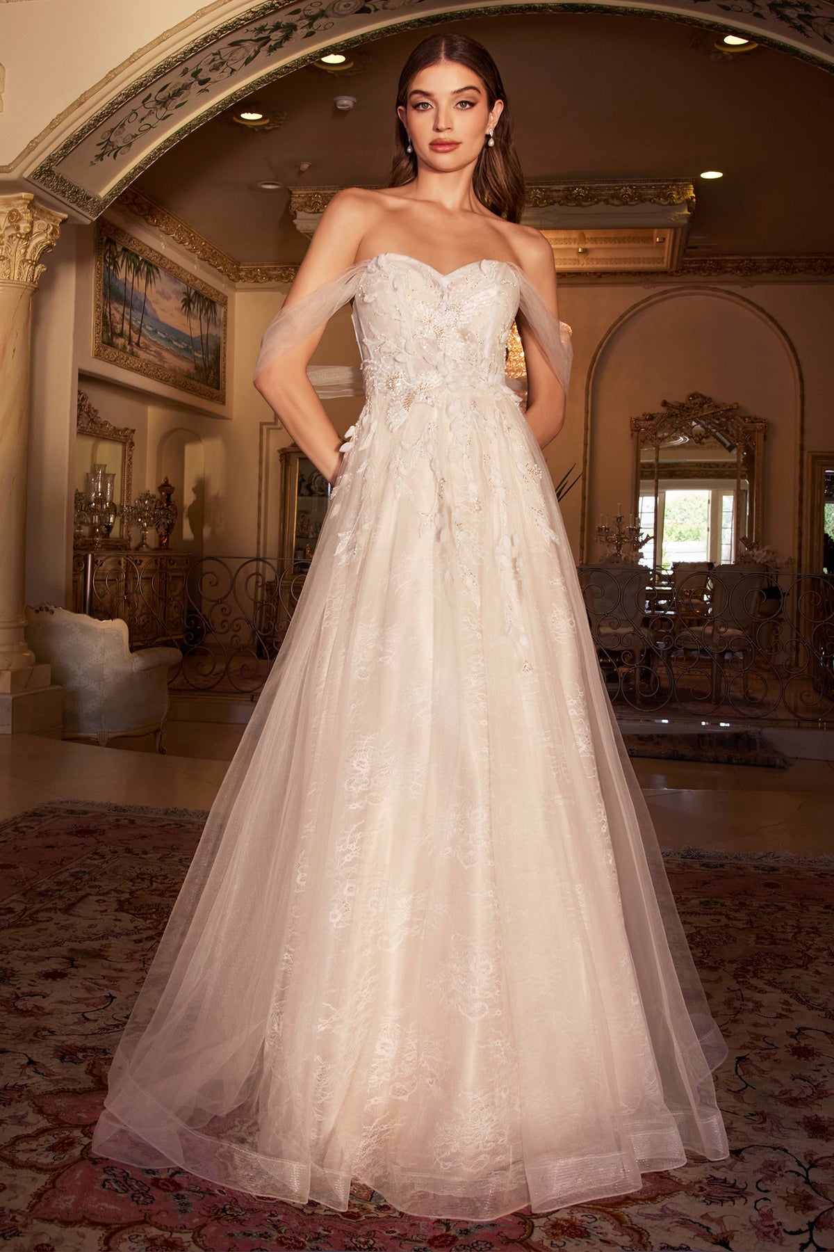 Enchanting Cinderella Divine Evening Gown: Off-the-Shoulder Elegance