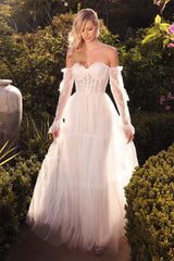 Cinderella Divine A1037W: Embroidered and Beaded Wedding Gown for Timeless Elegance