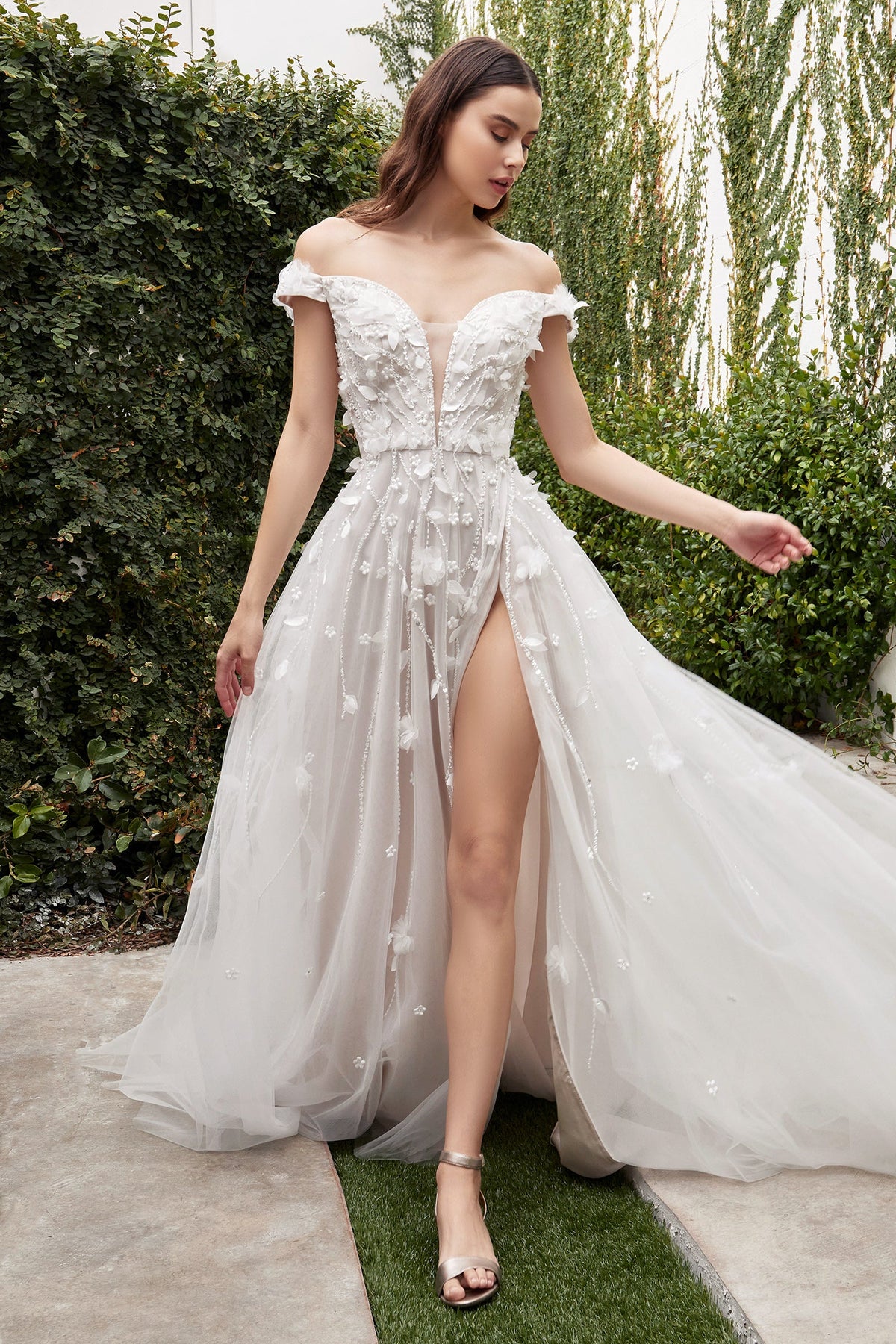 Cinderella Divine A1038W: Enchanting Off-Shoulder Gown for Unforgettable Occasions