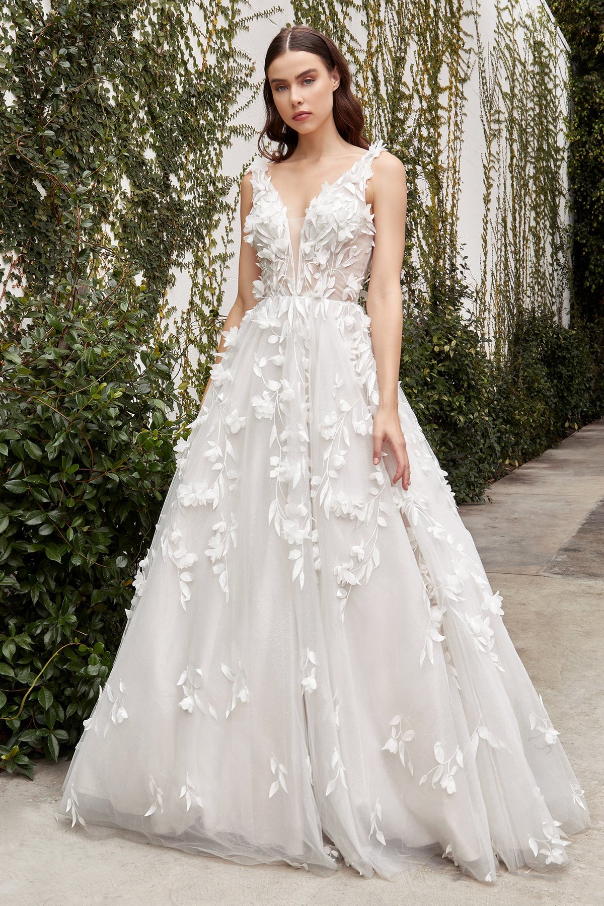 Cinderella Divine A1042W: Embroidered Lace Gown for Enchanting Occasions