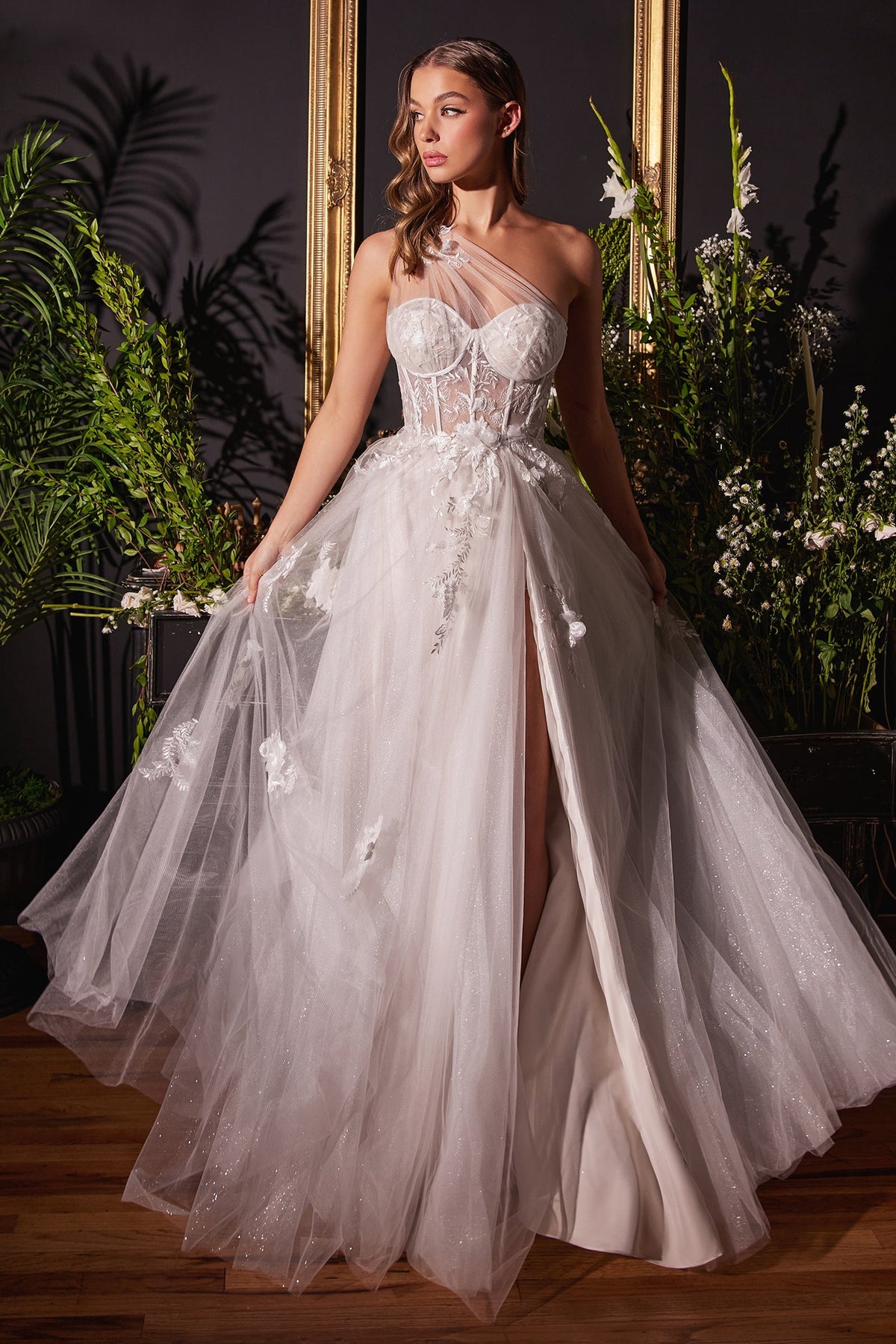Enchanting One-Shoulder Bridal Gown by Seraphina: Ethereal Elegance for Your Special Day