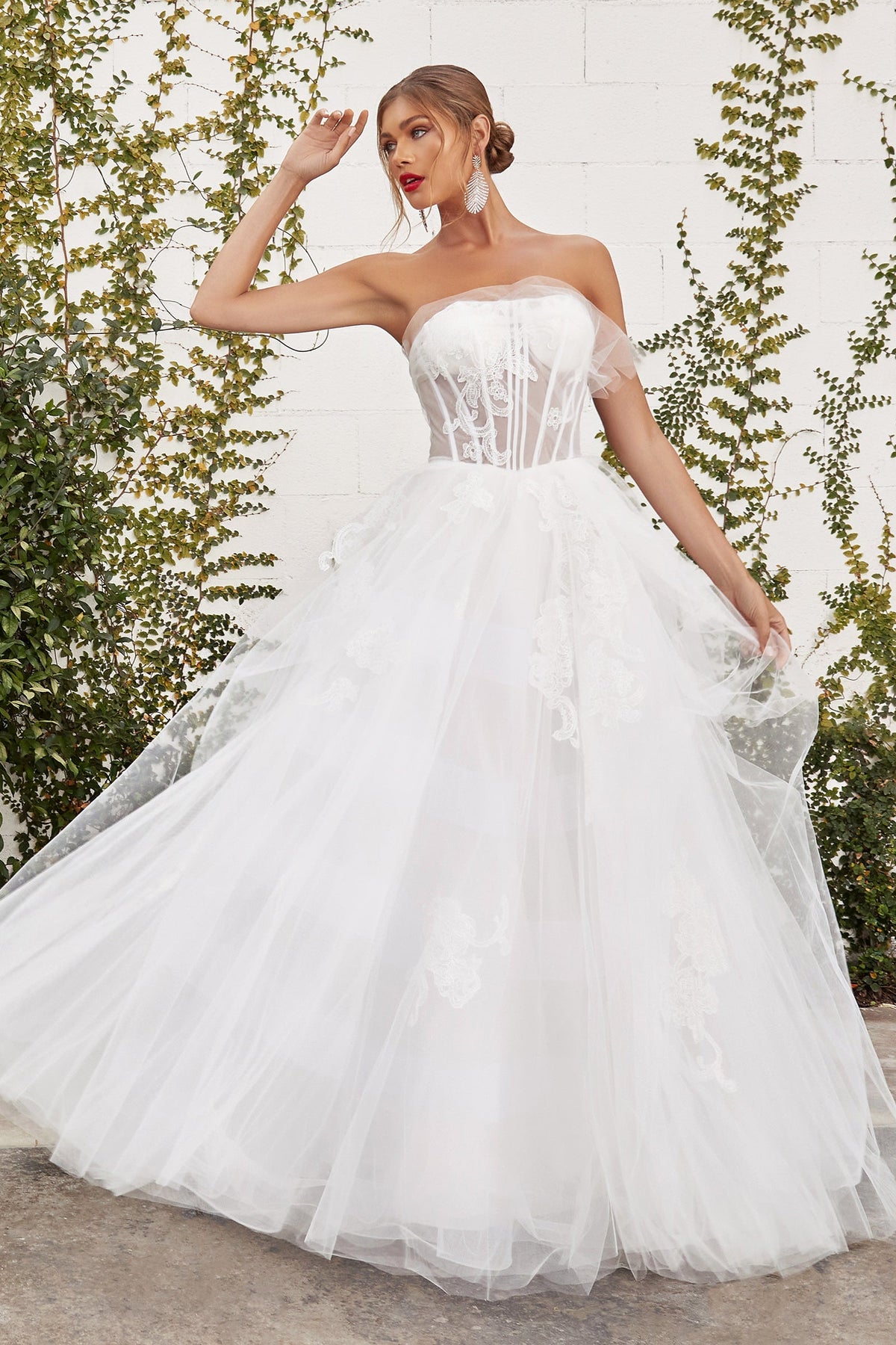 Cinderella Divine's Enchanting Strapless Lace Ball Gown: A1050W
