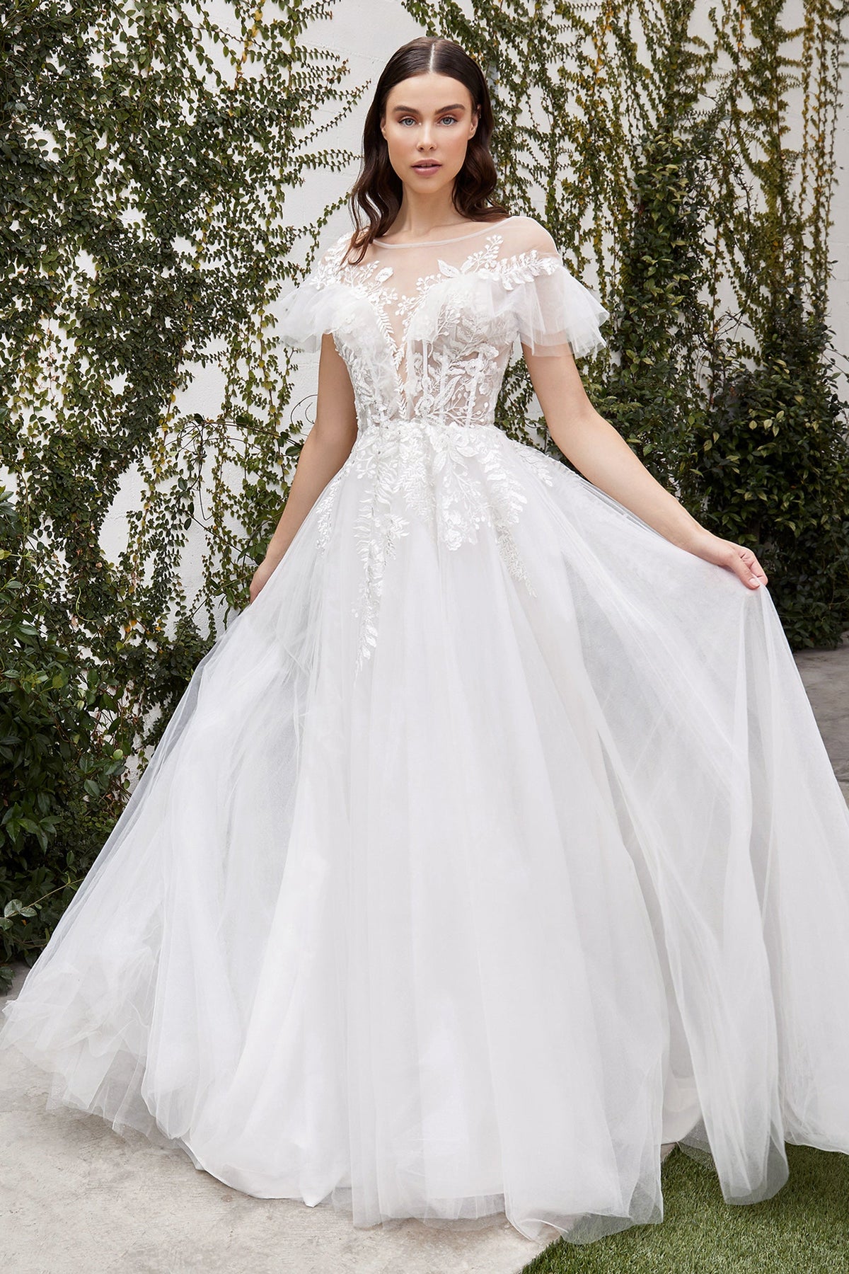 Cinderella Divine A1070W: Embroidered Elegance for Bridal Enchantment