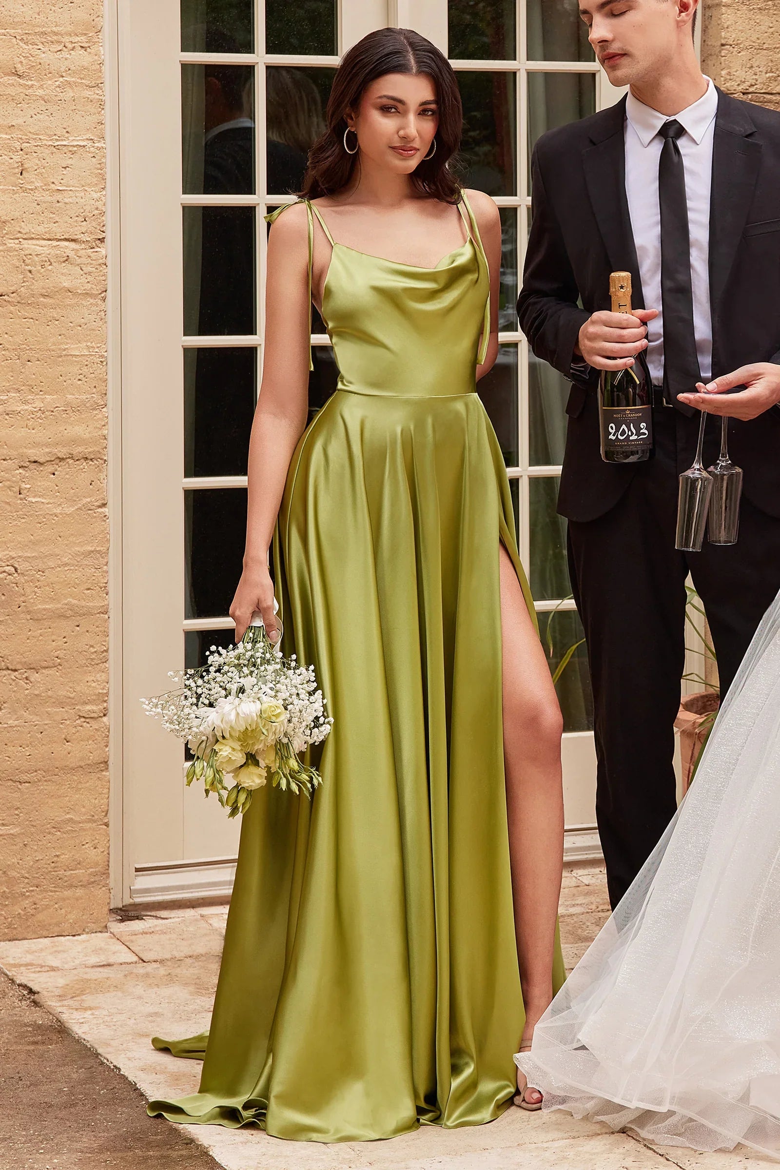 Cinderella Divine Celestial Charm: Captivating Cowl Neckline and A-Line Silhouette