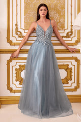 Cinderella Divine: Shimmering Beaded AppliquÃ© Dress for Enchanting Occasions