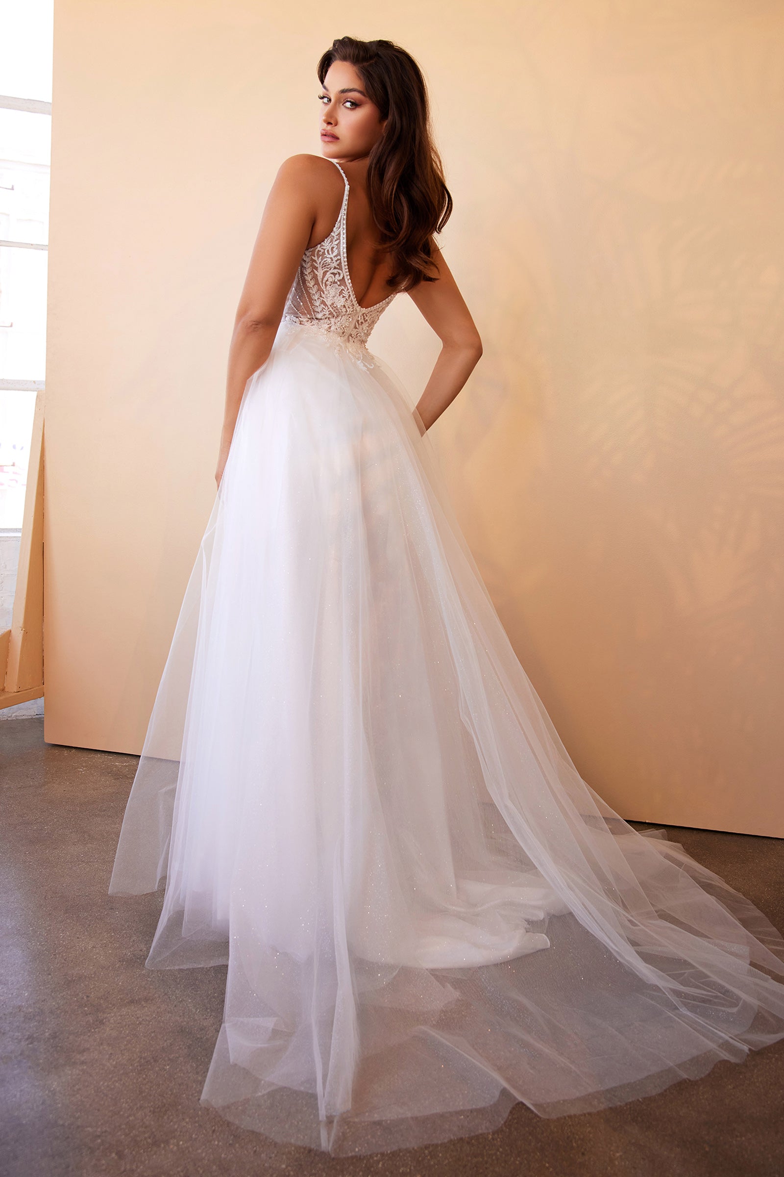 Cinderella Divine Aline Bridal Gown: Radiate Bridal Elegance with Intricate Lace and Sparkling Accents