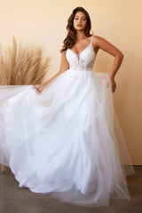 Cinderella Divine Aline Bridal Gown: Radiate Bridal Elegance with Intricate Lace and Sparkling Accents