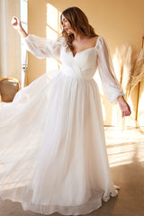 Enchanting Plus Size Wedding Gown: Cinderella Divine's Flowing Chiffon Masterpiece