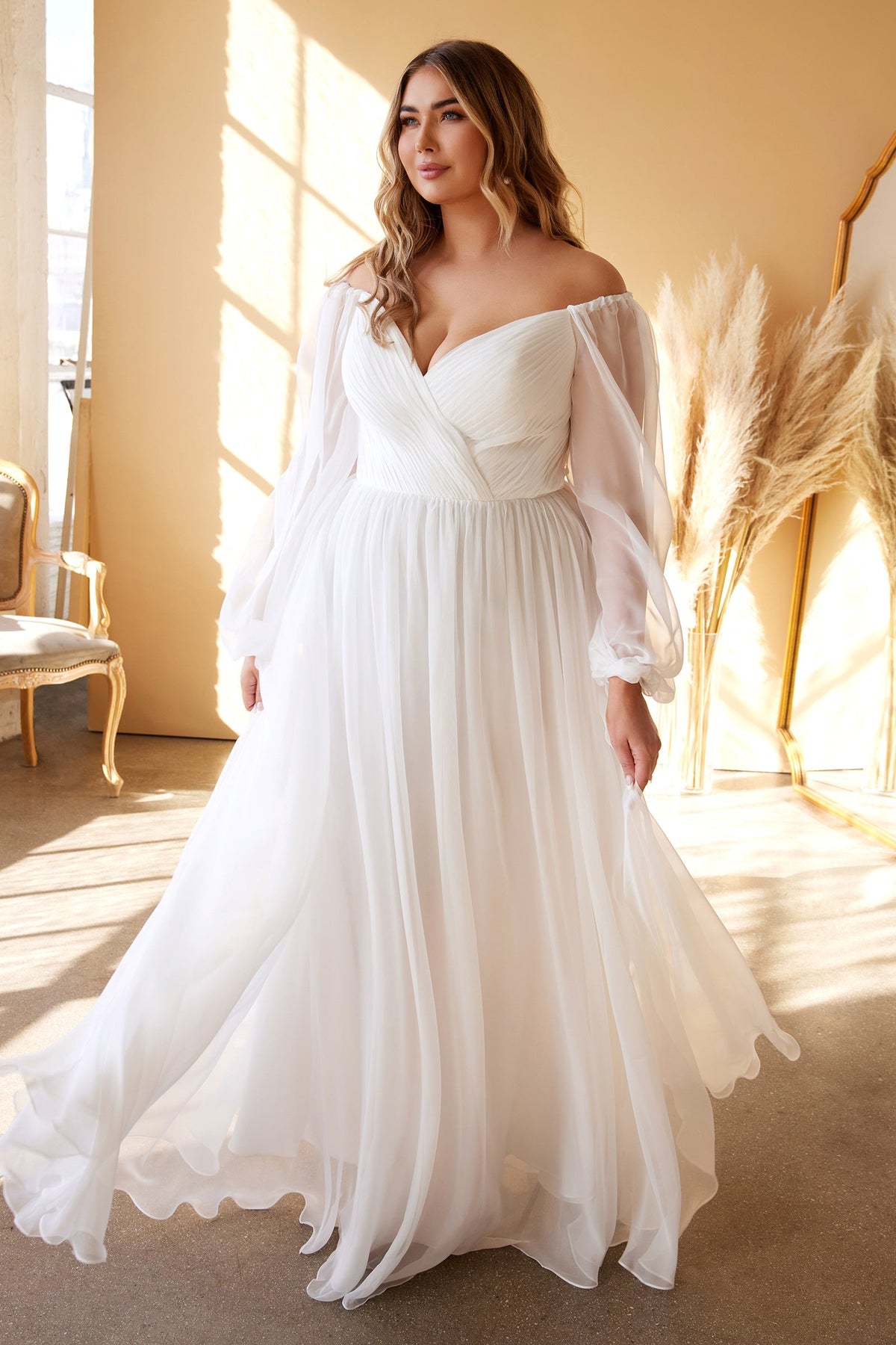 Enchantment Embodied: Cinderella Divine's Plus-Size Wedding Gown for Curvy Beauties (CD243WC)