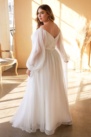 Cinderella Divine: Plus Size Chiffon Wedding Gown for a Majestic Bride