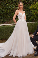 Ethereal Elegance: A-Line Bridal Gown for Your Diamond Day
