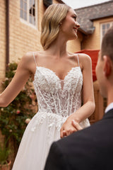 Ethereal Elegance: A-Line Bridal Gown for Your Diamond Day
