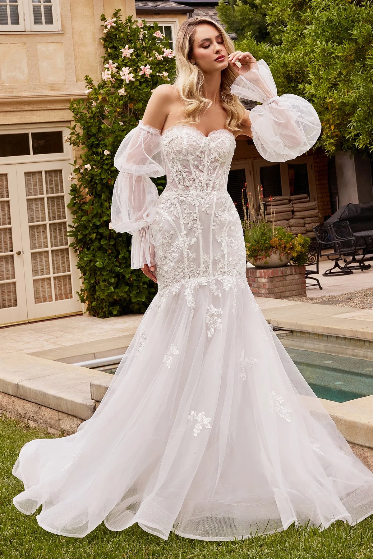 Enchanting Organza Mermaid Wedding Gown by Everlasting Elegance: A Vision of Ethereal Beauty