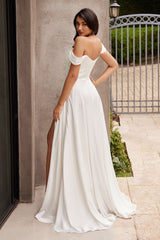 **Cinderella Divine: Off-the-Shoulder Satin Gown for Romantic Occasions**
