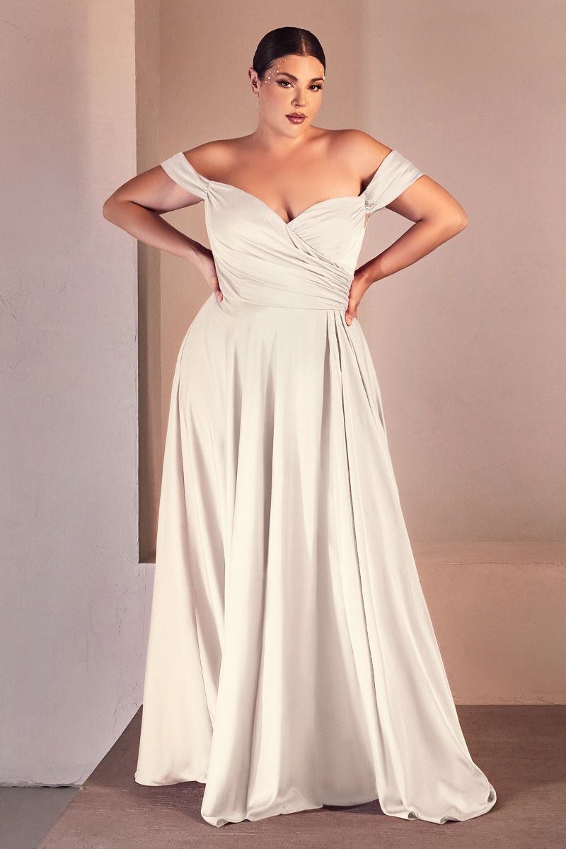 Enchanting Off-the-Shoulder Satin Dress by Cinderella Divine: Elevate Your Romantic Moments