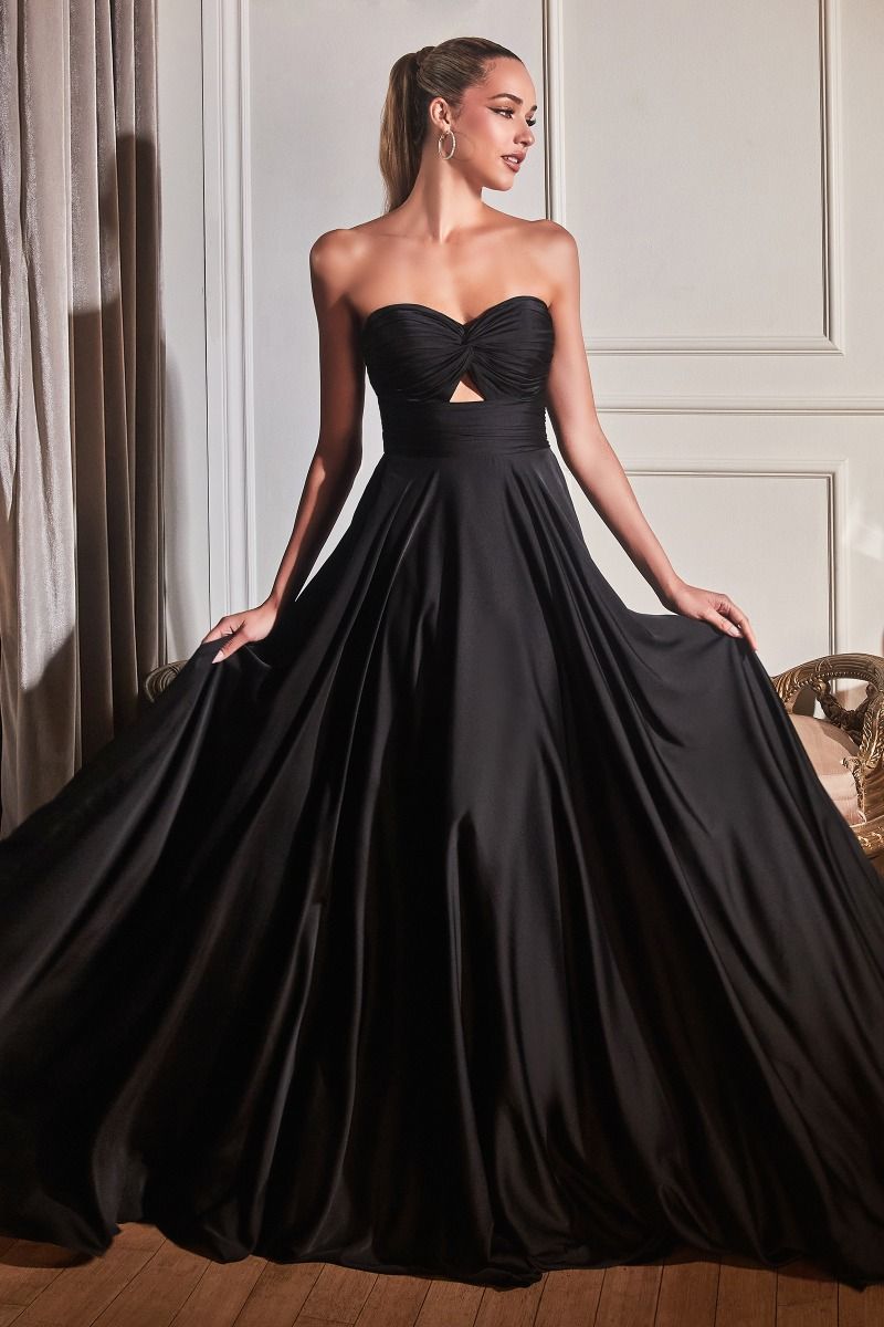 Enchanting Elegance: Cinderella Divine's Strapless A-Line Gown for Unforgettable Occasions