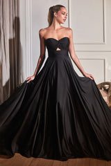 Cinderella Divine: Enchanting Strapless Satin A-Line Dress for Special Occasions