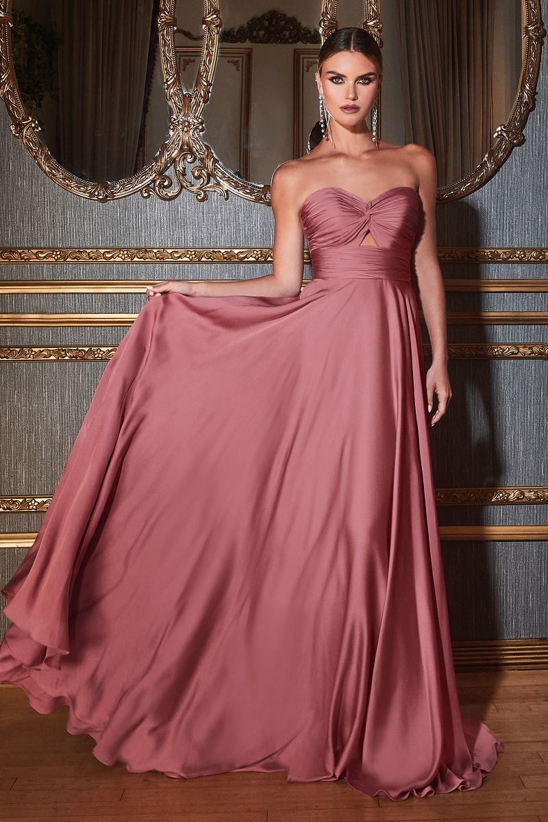 Enchanting Elegance: Cinderella Divine's Strapless A-Line Gown for Unforgettable Occasions