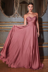 Cinderella Divine: Enchanting Strapless Satin A-Line Dress for Special Occasions