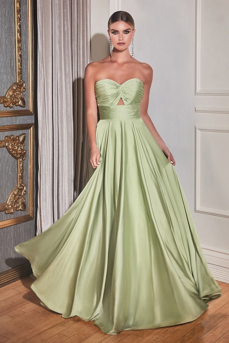 Enchanting Elegance: Cinderella Divine's Strapless A-Line Gown for Unforgettable Occasions
