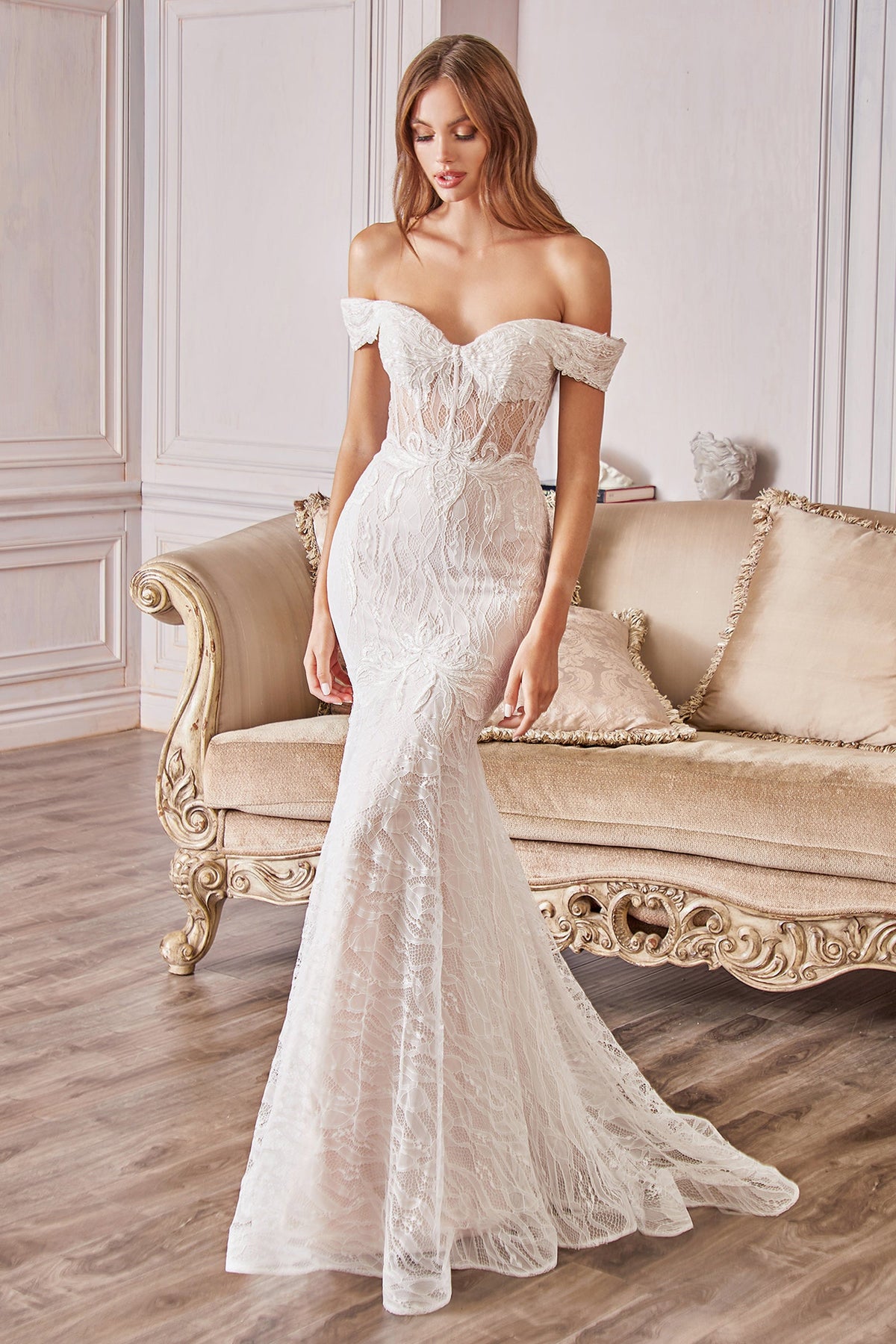 Enchanting Off-the-Shoulder Lace Gown for Unforgettable Moments by Cinderella Divine