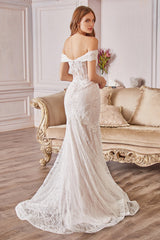 Cinderella Divine's Enchanting Off-the-Shoulder Wedding Dress for a Fairytale Soiree