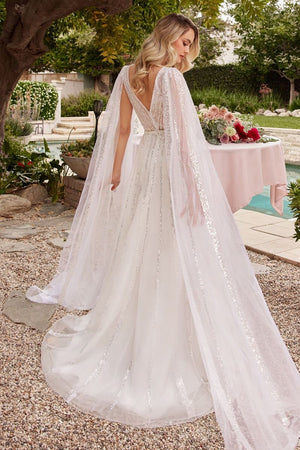 Cinderella Divine: Enchanting Sequin-Striped A-Line Wedding Gown