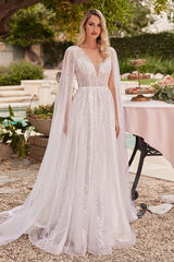 Cinderella Divine: Enchanting Sequin-Striped A-Line Wedding Gown