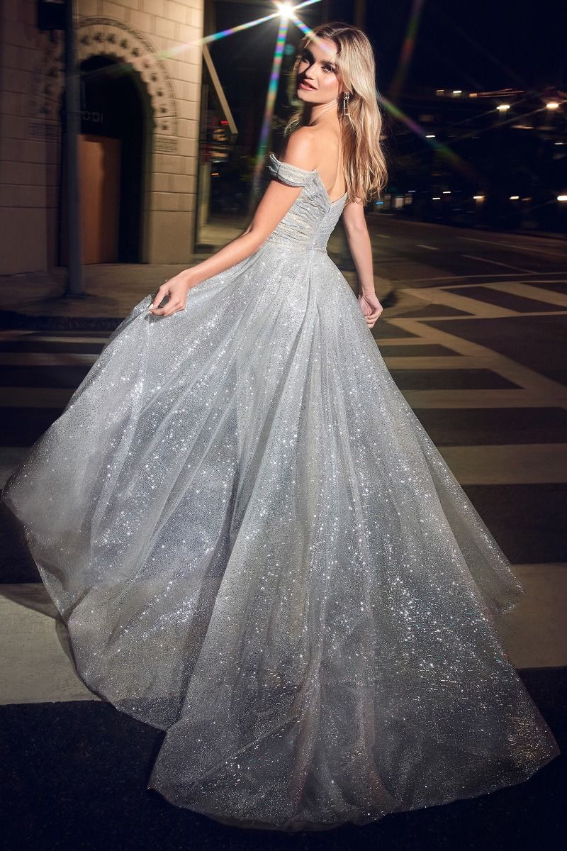 Cinderella Divine CD853: Shimmering Off-the-Shoulder Gown for Unforgettable Occasions