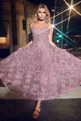 Captivating Glamour: Cinderella Divine's Ethereal Tea-Length Dress for Unforgettable Occasions