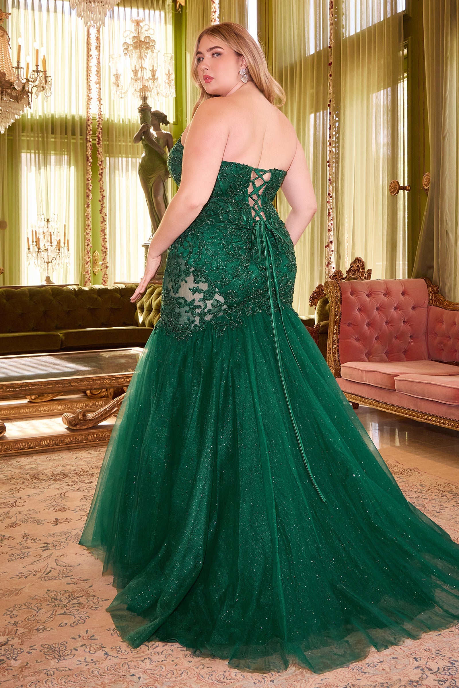 **Cinderella Divine's Strapless Mermaid Lace Gown: Captivate and Enchant**