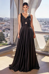 Cinderella Divine: A-Line Satin Keyhole Gown for Enchanting Occasions