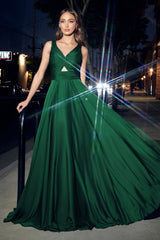 Cinderella Divine: A-Line Satin Keyhole Gown for Enchanting Occasions