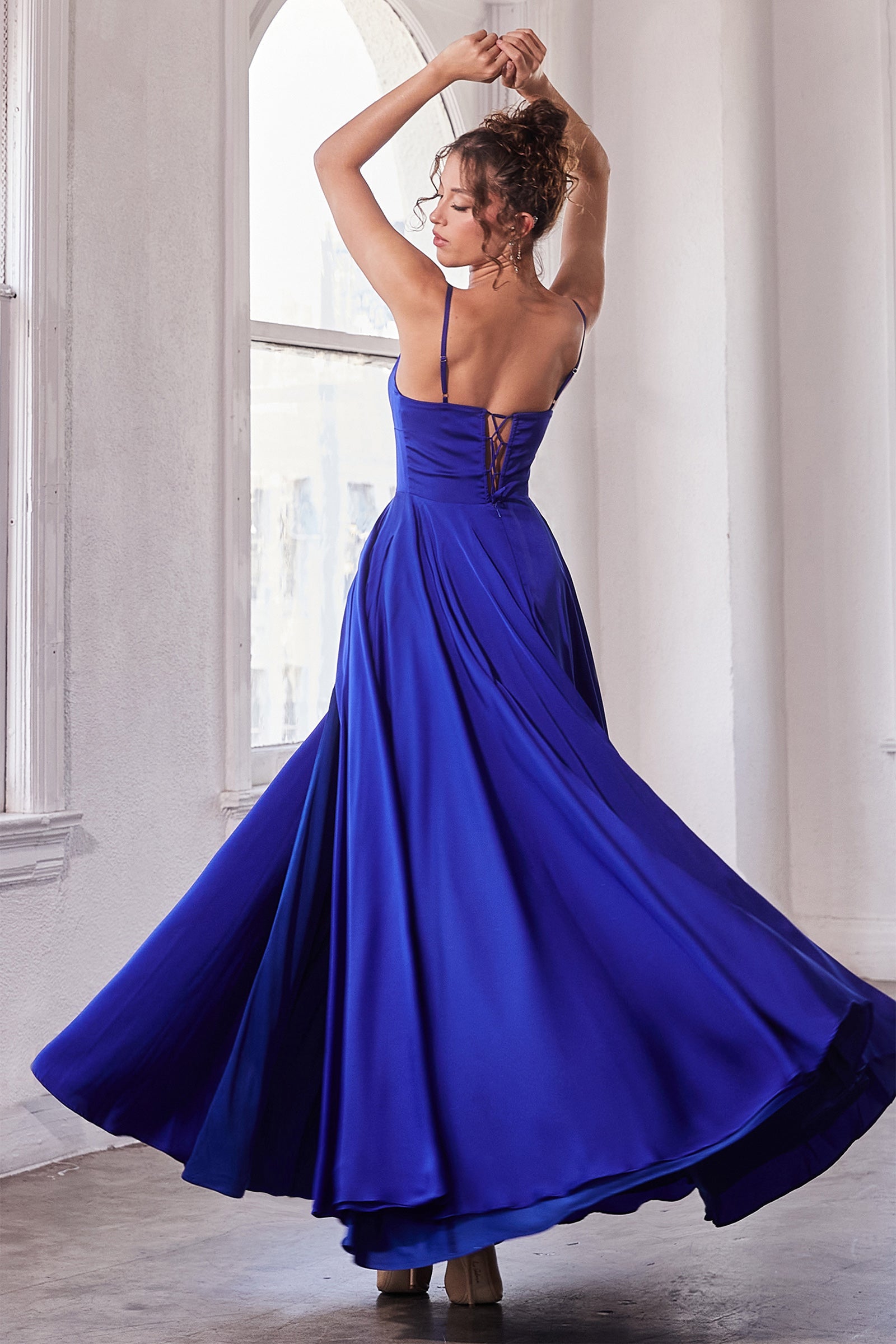 **Cinderella Divine: Timeless Satin A-Line Gown for Unforgettable Occasions**