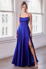 **Cinderella Divine: Timeless Satin A-Line Gown for Unforgettable Occasions**