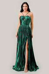 Captivating Metallic Pleated A-Line Gown for Women by Cinderella Divine