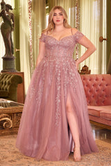 **Cinderella Divine's Enchanting Off-Shoulder Lace Gown: Your Fairytale Come True**