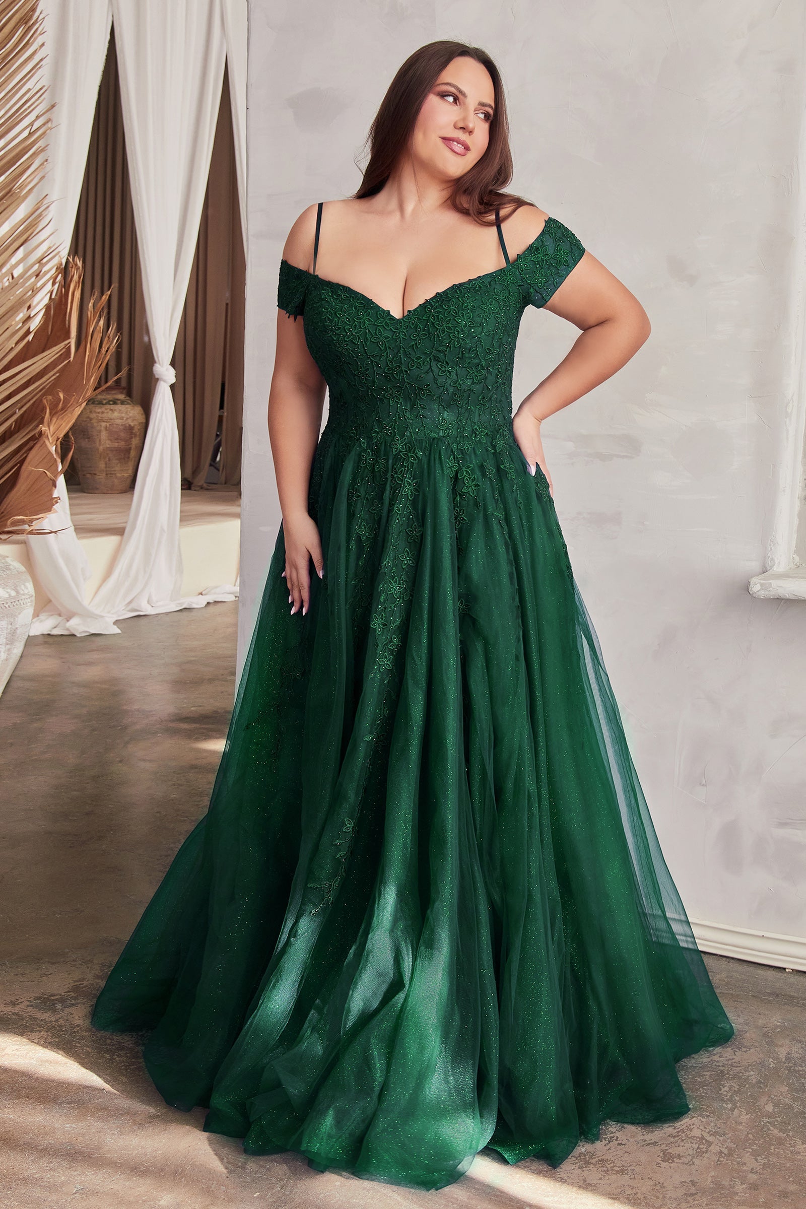 **Cinderella Divine's Enchanting Off-Shoulder Lace Gown: Your Fairytale Come True**