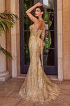Cinderella Divine: Captivating One-Shoulder Glitter-Printed Mermaid Gown