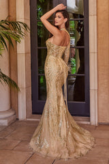 Cinderella Divine: Captivating One-Shoulder Glitter-Printed Mermaid Gown