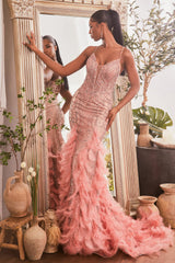 Cinderella Divine's Enchanting Feathered Mermaid Gown for Unforgettable Glamour