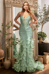 Cinderella Divine's Enchanting Feathered Mermaid Gown for Unforgettable Glamour