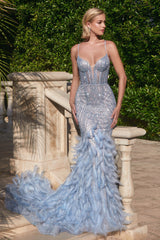Cinderella Divine: Captivating Feather Mermaid Gown for Starlet Glamour