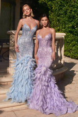 Cinderella Divine: Embrace the Hollywood Allure in a Captivating Feather Mermaid Gown