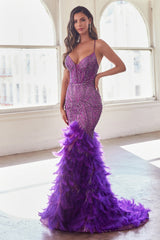 **Cinderella Divine's Feather Mermaid Gown: Captivating Glamour for Unforgettable Occasions**