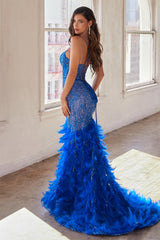 Cinderella Divine: Embrace the Hollywood Allure in a Captivating Feather Mermaid Gown