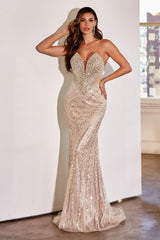 **Cinderella Divine's Enchanting Strapless Beaded Fitted Gown: A Modern-Day Fairytale**