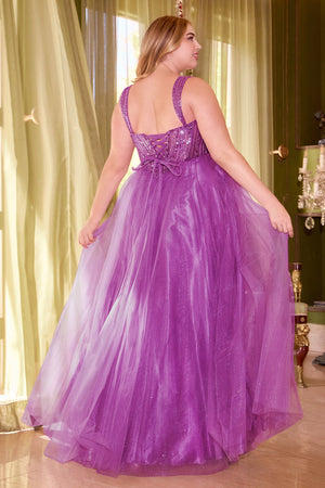 Cinderella Divine's Enchanting A-Line Prom Dress: Shimmering Sequins and Whimsical Tulle
