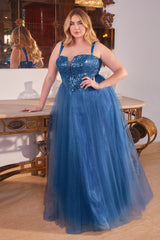 Cinderella Divine's Enchanting A-Line Prom Dress: Shimmering Sequins and Whimsical Tulle
