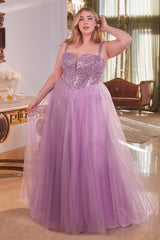 Cinderella Divine's Enchanting A-Line Prom Dress: Shimmering Sequins and Whimsical Tulle